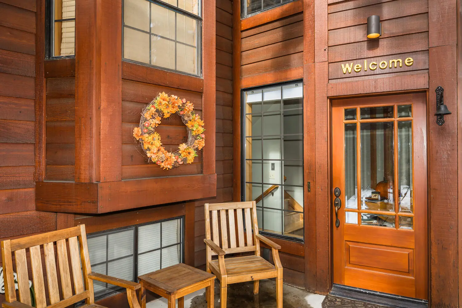 The welcome door with wreath